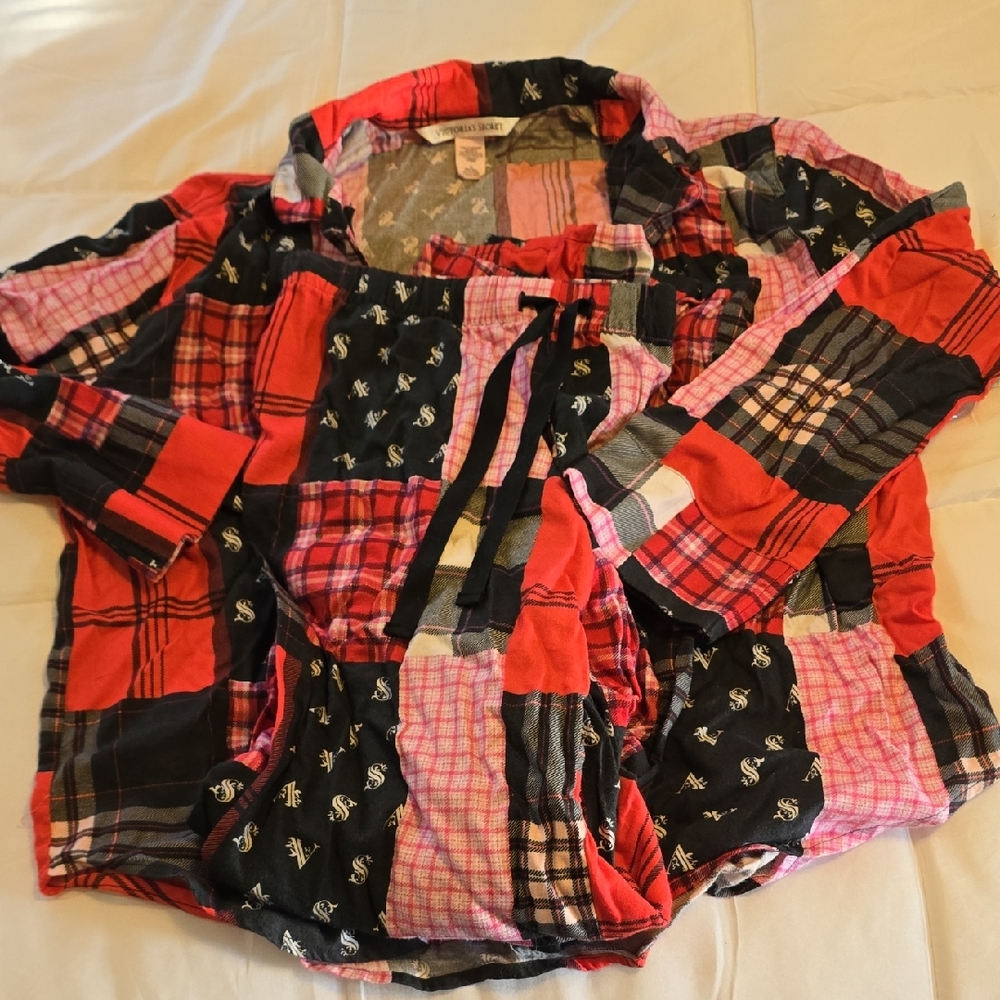 Victoria's Secret Red and Black Plaid Pajama Set